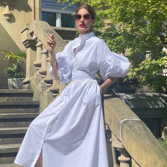 Elegant White Long Sleeve Dress - Picture 7 of 10